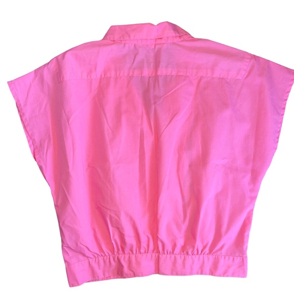 Vintage 90s London West bubblegum pink cropped button up blouse. Size M. - Picture 3 of 5